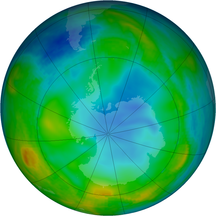 Antarctic ozone map for 23 June 1987